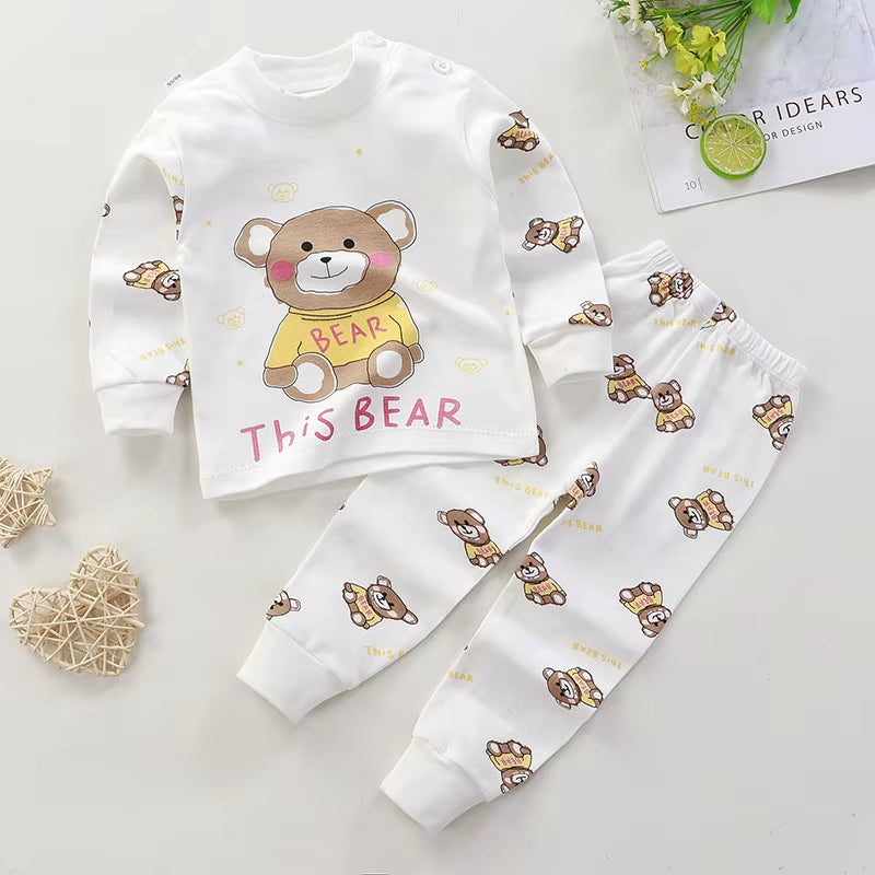 Kids Bear-Themed Fleece Co-ord Set featuring a long-sleeve top and matching pants, perfect for toddlers.