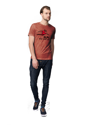 Men 'Run' Activewear Maroon T-shirt