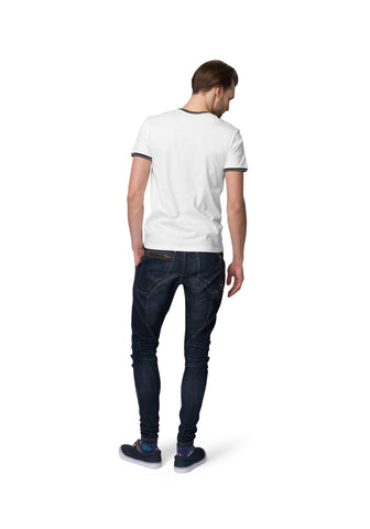 Men 'Cricket' with Black Rib Collar Tshirt