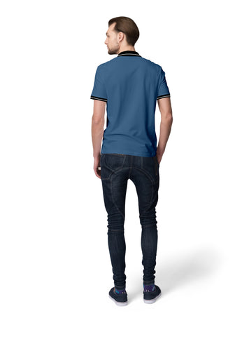 Men Polo with Black Rib Collar T-shirt
