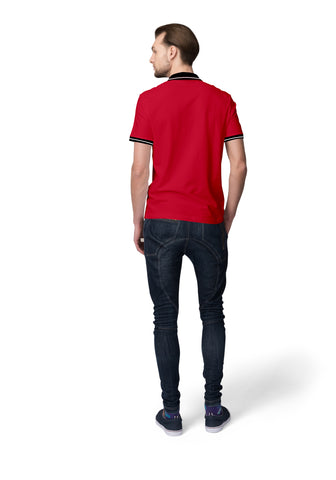 Men Polo with Black Rib Collar T-shirt