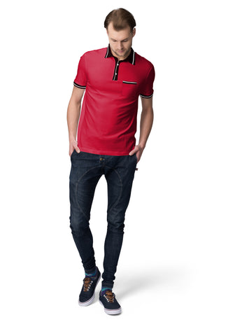 Men Polo with Black Rib Collar T-shirt