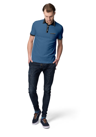 Men Polo with Black Rib Collar T-shirt