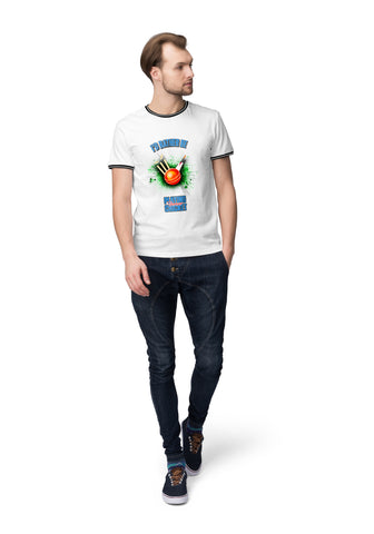 Men 'Cricket' with Black Rib Collar Tshirt