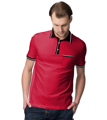 Men Polo with Black Rib Collar T-shirt
