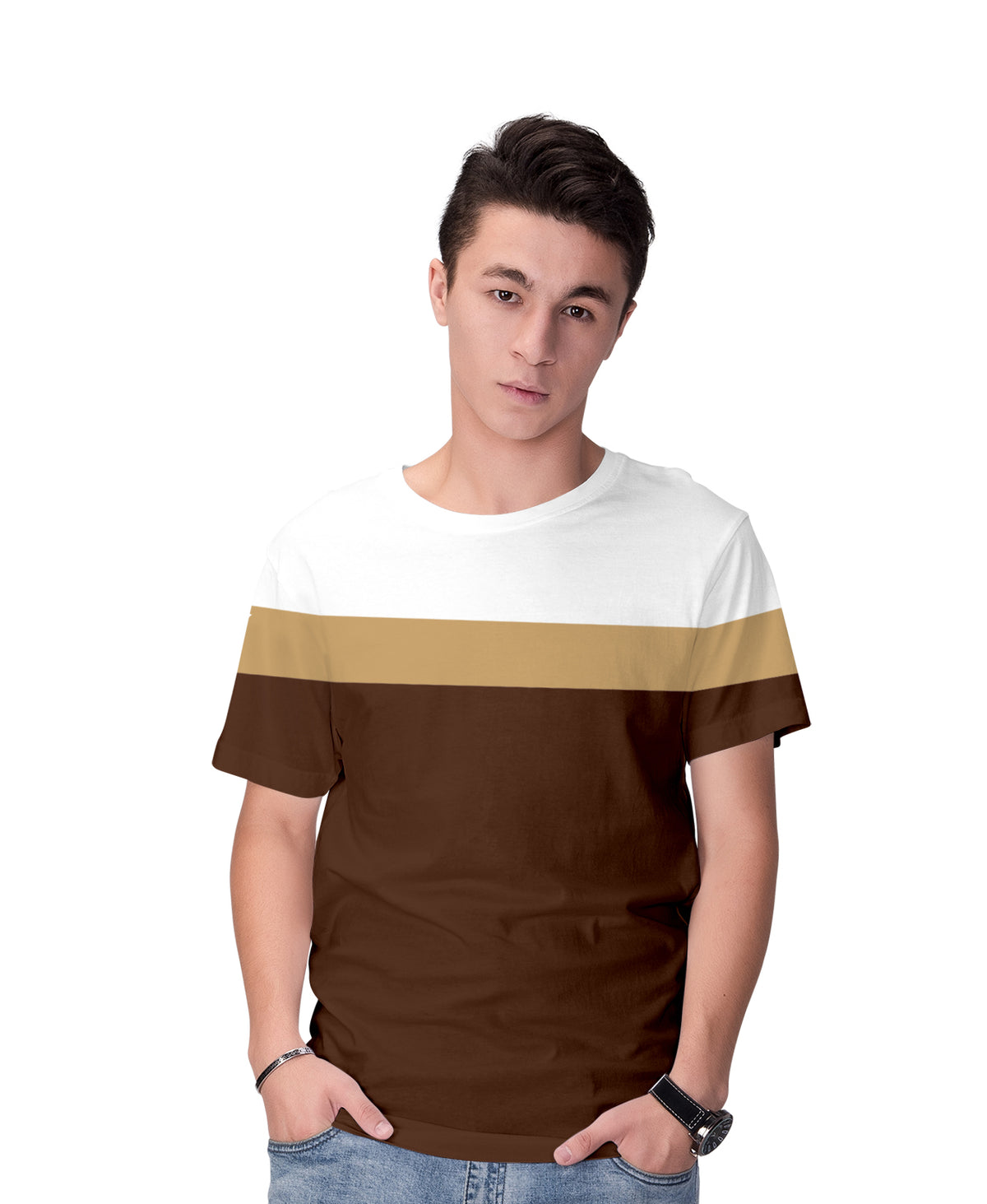 Men 'Multi-color' Brown Layered T-shirt
