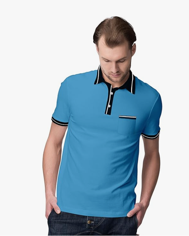 Men Polo with Black Rib Collar T-shirt