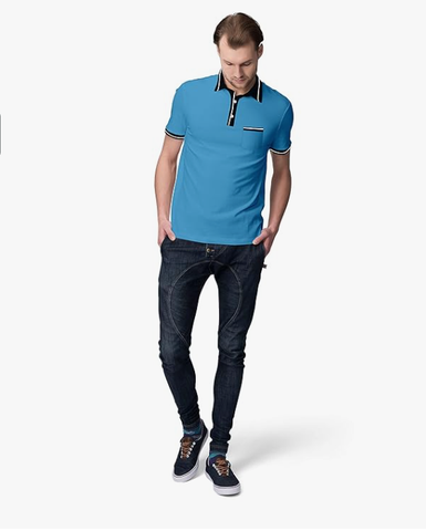 Men Polo with Black Rib Collar T-shirt